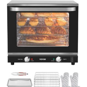 imageVEVOR Commercial Convection Oven 47L43Qt HalfSize Conventional Oven Countertop 1600W 4Tier Toaster wFront Glass Door Electric Baking Oven wTrays Wire Racks Clip Gloves 120V4Tier 66L 2800W