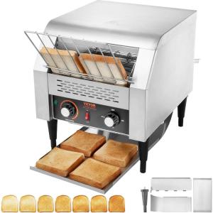 imageVEVOR Commercial Conveyor Toaster 300 SlicesHour Heavy Duty Stainless Steel Electric Restaurant Toaster for Toast Bun Bagel Bread300PCSHour