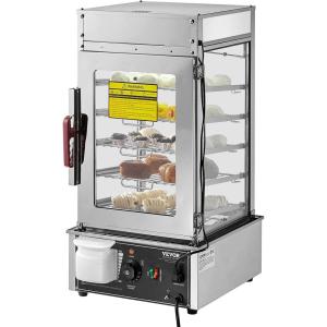 imageVEVOR Commercial Food Warmer Display 5Tier Food Steamer Bun Warmer Machine 86230 Temperature Control Stainless Steel Steamed Buns Warmer with LED Steam Heating for Steamed Buns Siomai CornBun Warmer