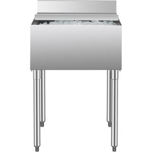 imageVEVOR Commercial Ice Bin Underbar Ice Bin Stainless Steel Ice Chest with Sliding Lid Bottle Holders Adjustable Bullet Feet Cooler Cart Cocktail Unit for Bar Restaurant Pub24 x 19 x 37 inch