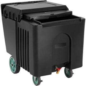 imageVEVOR Commercial Ice Bin Underbar Ice Bin Stainless Steel Ice Chest with Sliding Lid Bottle Holders Adjustable Bullet Feet Cooler Cart Cocktail Unit for Bar Restaurant Pub315 x 228 x 29 inch