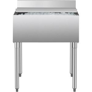 imageVEVOR Commercial Ice Bin Underbar Ice Bin Stainless Steel Ice Chest with Sliding Lid Bottle Holders Adjustable Bullet Feet Cooler Cart Cocktail Unit for Bar Restaurant Pub30 x 19 x 37 inch