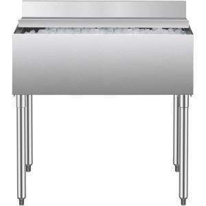 imageVEVOR Commercial Ice Bin Underbar Ice Bin Stainless Steel Ice Chest with Sliding Lid Bottle Holders Adjustable Bullet Feet Cooler Cart Cocktail Unit for Bar Restaurant Pub359 x 19 x 37 inch
