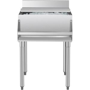 imageVEVOR Commercial Ice Bin Underbar Ice Bin Stainless Steel Ice Chest with Sliding Lid Bottle Holders Adjustable Bullet Feet Cooler Cart Cocktail Unit for Bar Restaurant Pub24 x 242 x 37 inch