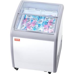 imageVEVOR Commercial Ice Cream Display Case 56 Cuft Chest Freezer Mobile Glass Top Deep Freezer Restaurant Gelato Dipping Cabinet 2 Sliding Glass Doors Locking Casters White54 Cuft