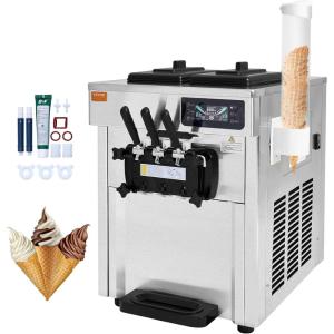 imageVEVOR Commercial Ice Cream Machine 1828 LH Yield 1850W 3Flavor Countertop Soft Serve Ice Cream Maker 2 x 55L Stainless Steel Cylinder LED Panel Auto Clean Precooling for Restaurant BarsNew Countertop 3 Flavors Flagship Model