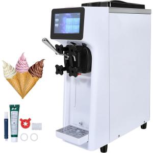 imageVEVOR Commercial Ice Cream Machine 21 QTH Yield 1800W 3Flavor Countertop Soft Serve Ice Cream Maker 2 x 4L Hopper 2 x 18L Cylinder LCD Panel Auto Clean Precooling for Restaurant Snack BarWhite