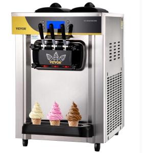 imageVEVOR Commercial Ice Cream Machine 21 QTH Yield 1800W 3Flavor Countertop Soft Serve Ice Cream Maker 2 x 4L Hopper 2 x 18L Cylinder LCD Panel Auto Clean Precooling for Restaurant Snack BarUpgrades