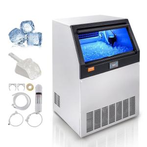 imageVEVOR Commercial Ice Maker 160lbs24H Ice Maker Machine 80 Ice Cubes in 1215 Minutes Freestanding Cabinet Ice Maker with 66lbs Storage Capacity LED Digital Display for Bar Home Office Restaurant160lbs24H