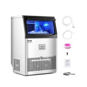 imageVEVOR Commercial Ice Maker Machine 330lbs24H Ice Maker Machine with 88lbs Storage Capacity 126 Ice Cubes in 1215 Minutes LED Digital Display Commercial Ice Maker for Bar Home Restaurant Silverwhite