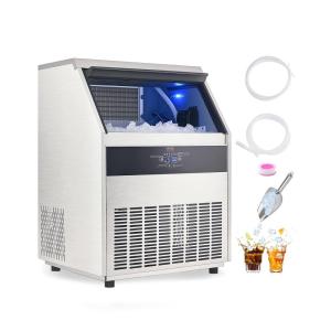 imageVEVOR Commercial Ice Maker Machine with 2 Water Inlets 130lbs24H Ice Maker with 33lbs Storage Bin 55 Ice Cubes in 15 Mins LED Digital Display Freestanding ampamp SelfCleaning for Bar Office Restaurant360LBS24H
