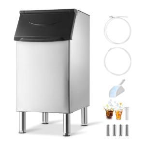 imageVEVOR Commercial Ice Maker Storage Bin 300 LBS Capacity IceBin Stainless Steel Commercial Ice Storage Bin with Adjustable AntiSlip Rubber Feet Suitable for Restaurant Hotel and Beverage Shops