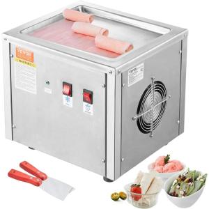 imageVEVOR Commercial Ice Roll MakerStirFried Yogurt Cream Machine 220W Ice Cream Roll Machine with 94quot x 11quot Square Pan Button Defrost Method with Food Shovels Perfect for BarsCafes Dessert Shops220W
