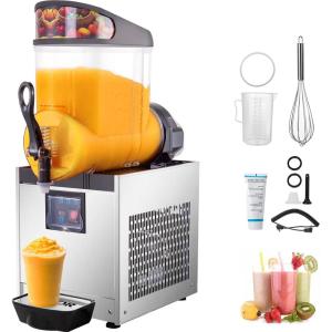 imageVEVOR Commercial Margarita Machine 15Lx2 Double Tank Frozen Drink Machine 120 Cups Stainless Steel Margarita Smoothie Frozen Drink Maker Slushie Machine for Home Party Restaurants Cafe Bars12L