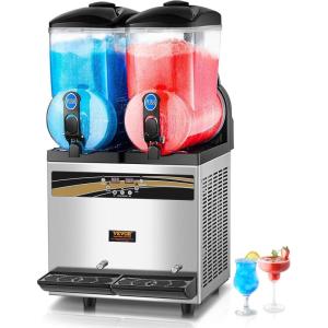 imageVEVOR Commercial Margarita Machine 15Lx2 Double Tank Frozen Drink Machine 120 Cups Stainless Steel Margarita Smoothie Frozen Drink Maker Slushie Machine for Home Party Restaurants Cafe Bars15 Lx2