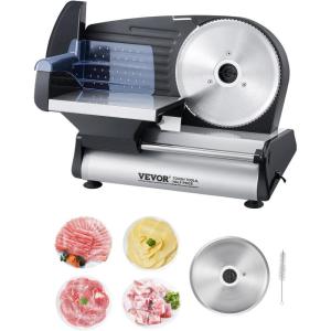 imageVEVOR Commercial Meat Slicer 10 inch Electric Food Slicer 240W Frozen Meat Deli Slicer Premium Chromiumplated Steel Blade SemiAuto Meat Slicer For Commercial and Home use75IN180W