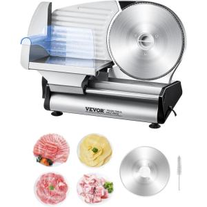 imageVEVOR Commercial Meat Slicer 10 inch Electric Food Slicer 240W Frozen Meat Deli Slicer Premium Chromiumplated Steel Blade SemiAuto Meat Slicer For Commercial and Home use87IN180W
