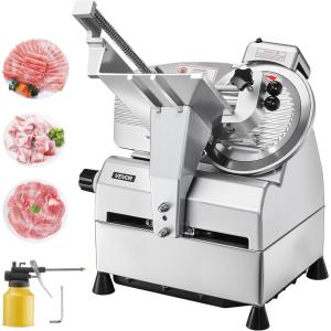 imageVEVOR Commercial Meat Slicer 10 inch Electric Food Slicer 240W Frozen Meat Deli Slicer Premium Chromiumplated Steel Blade SemiAuto Meat Slicer For Commercial and Home use10IN500W