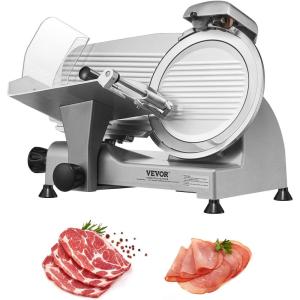 imageVEVOR Commercial Meat Slicer 10 inch Electric Food Slicer 240W Frozen Meat Deli Slicer Premium Chromiumplated Steel Blade SemiAuto Meat Slicer For Commercial and Home use10IN340W