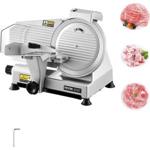 imageVEVOR Commercial Meat Slicer 10 inch Electric Food Slicer 240W Frozen Meat Deli Slicer Premium Chromiumplated Steel Blade SemiAuto Meat Slicer For Commercial and Home use10IN180W