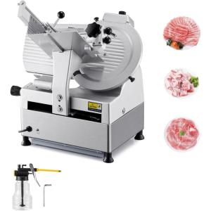 imageVEVOR Commercial Meat Slicer 10 inch Electric Food Slicer 240W Frozen Meat Deli Slicer Premium Chromiumplated Steel Blade SemiAuto Meat Slicer For Commercial and Home use12IN180W  370W