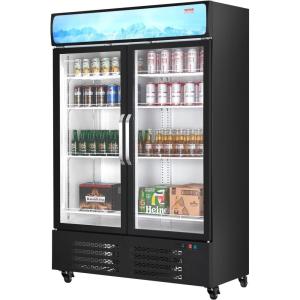 imageVEVOR Commercial Merchandiser Refrigerator 1147 CUFT Glass Door Display Refrigerator Upright Beverage Refrigerator Cooler Merchandiser with 4 Adjustable Shelves Casters Soft LED Light Black3627 cuft