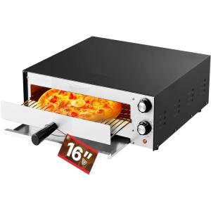 imageVEVOR Commercial Pizza Oven Countertop 14quot Double Deck Layer Stainless Steel Electric Pizza Oven with Stone and Handle Multipurpose Indoor Pizza Maker for Restaurant Home Pretzels Baked16Inch Single Layer