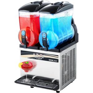 imageVEVOR Commercial Slushy Machine 15Lx2 Double Tank Margarita Machine 120 Cups Stainless Steel Margarita Smoothie Frozen Drink Machine Slushie Machine for Party Restaurants Cafe Bars15Lx2