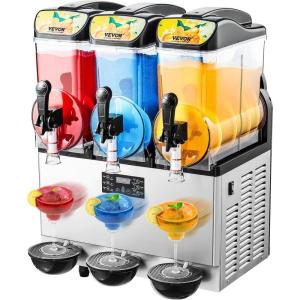 imageVEVOR Commercial Slushy Machine 15Lx2 Double Tank Margarita Machine 120 Cups Stainless Steel Margarita Smoothie Frozen Drink Machine Slushie Machine for Party Restaurants Cafe Bars15Lx3