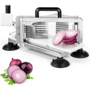 imageVEVOR Commercial Tomato Slicer 316 inch Tomato Cutter Slicer Stainless Steel Heavy Duty Tomato Slicer Machine Manual Tomato Slicer with Nonslip Feet for Cutting Tomatoes Cucumbers Bananas38UP