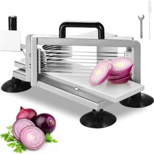 imageVEVOR Commercial Tomato Slicer 316 inch Tomato Cutter Slicer Stainless Steel Heavy Duty Tomato Slicer Machine Manual Tomato Slicer with Nonslip Feet for Cutting Tomatoes Cucumbers Bananas316UP