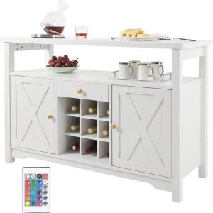 imageVEVOR Corner Industrial Bar Cabinet Wine Table for Liquor ampamp Glasses Sideboard Buffet Cabinet with Glass Holder Freestanding Farmhouse Wood Coffee Bar Cabinet for Living Room Home Bar Black Walnut47D x 157W x 315H