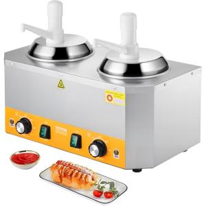 imageVEVOR Electric Cheese Dispenser with Pump 23 Qt Commercial Hot Fudge Warmer Plastic Pump Dispenser 86230 Temp Adjustable Nacho Cheese Sauce Warmer for Hot Fudge Cheese Caramel24L2