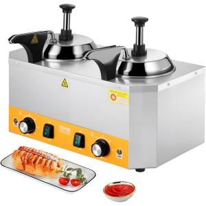 imageVEVOR Electric Cheese Dispenser with Pump 23 Qt Commercial Hot Fudge Warmer Plastic Pump Dispenser 86230 Temp Adjustable Nacho Cheese Sauce Warmer for Hot Fudge Cheese Caramel224L