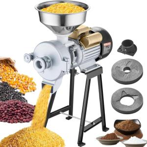 imageVEVOR Electric Grain Mill Grinder 3000W Spice Grinders Commercial Corn Mill with Funnel Thickness Adjustable Powder Machine Heavy Duty Feed Flour Cereal Mill Wheat Grinders Dry ampamp Wet GrinderWetDry
