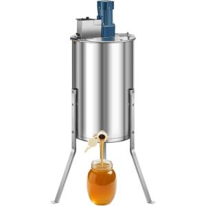 imageVEVOR Electric Honey Extractor 48 Frame Stainless Steel Beekeeping Extraction Honeycomb Drum Spinner with Transparent Lid Apiary Centrifuge Equipment with Height Adjustable Stand Silver3 Frame