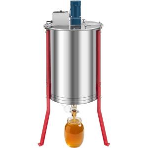 imageVEVOR Electric Honey Extractor 48 Frame Stainless Steel Beekeeping Extraction Honeycomb Drum Spinner with Transparent Lid Apiary Centrifuge Equipment with Height Adjustable Stand Silver6 Frame
