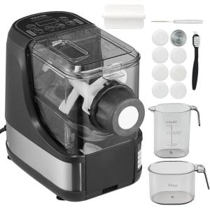 imageVEVOR Electric Pasta Maker Machine 9 Adjustable Thickness Settings Noodles Maker Stainless Steel Noodle Rollers and Cutter Pasta Making Kitchen Tool Kit Perfect for Spaghetti Fettuccini LasagnaAutomaticBlack