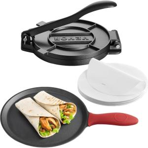 imageVEVOR Electric Tortilla Maker Automatic Corn Tortilla Making Machine with NonStick Coating and Two Molds4 in  6 in Electric Chapatti Machine Suitable for Produce Sopes Roti Pita Tortilla Pizza98 x 8 x 47 inch