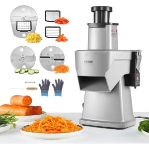 imageVEVOR Electric Vegetable Slicer 4 in 1 Multifunctional Food Cutter 200W Vegetable Chopper for Slicing Shredding Dicing and Slitting with CutResistant Gloves for Commercial and Home UseUpgraded Model