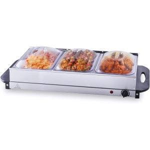 imageVEVOR Electric Warming Tray Food Warming Trays for Buffet Warming Trays with Temp Control Portable Stainless Steel 75 Quart Chafing Dish Set ETL