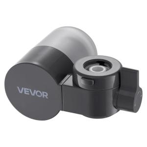 imageVEVOR Faucet Mount Water Filter Horizontal Water Purifier for Sink Tap Carbon Fiber Filters Removes Chlorine Lead with 1 Filter Fits Most Kitchen or Bathroom Faucets Gray