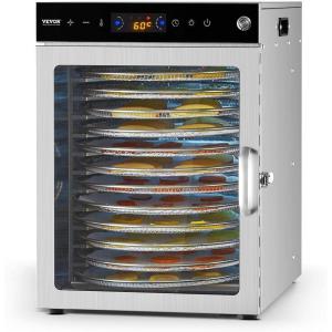 imageVEVOR Food Dehydrator 10 Trays Stainless Steel Food Dehydrator Machine 1000W Dehydrators with Digital Adjustable Timer ampamp Temp Dehydrator for Jerky Herb Meat Beef Fruit Dog Treats and Vegetables12TraysRotary