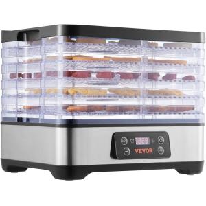 imageVEVOR Food Dehydrator 10 Trays Stainless Steel Food Dehydrator Machine 1000W Dehydrators with Digital Adjustable Timer ampamp Temp Dehydrator for Jerky Herb Meat Beef Fruit Dog Treats and Vegetables5Trays300W