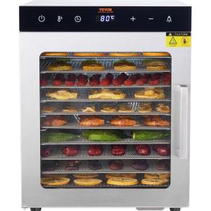 imageVEVOR Food Dehydrator 10 Trays Stainless Steel Food Dehydrator Machine 1000W Dehydrators with Digital Adjustable Timer ampamp Temp Dehydrator for Jerky Herb Meat Beef Fruit Dog Treats and Vegetables10Trays800W