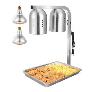imageVEVOR Food Heat Lamp 500W Bulbs Commercial Food Warmer Light Electric Stainless Steel French Fry Heating Lamp FreeStanding Catering Food Warming Equipment for Kitchen Buffet Restaurant Silver