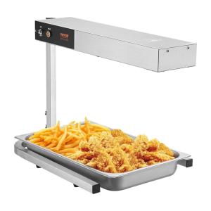 imageVEVOR French Fry Food Warmer Commercial Food Heating Lamp Electric Stainless Steel Warming Light Dump Station Countertop 104122F Fries Food Warmer for Chip Buffet Kitchen Restaurant SilverLarge