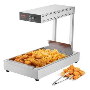 imageVEVOR French Fry Food Warmer Commercial Food Heating Lamp Electric Stainless Steel Warming Light Dump Station Countertop 104122F Fries Food Warmer for Chip Buffet Kitchen Restaurant SilverSmall