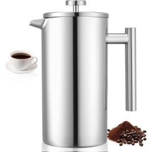 imageVEVOR French Press Coffee Maker 51 Ounce 15 Liter Stainless Steel Coffee Press Tea Maker with Filter Large Double Wall Insulated French Presses Cold Brew for Camping Travel Home Kitchen Silver51oz
