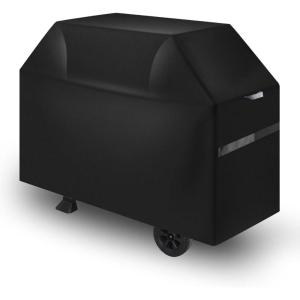 imageVEVOR Grill Cover 66 inch BBQ Covers for Outdoor Grills Waterproof Fade Resistant Weather Resistant Heavy Duty 600D Polyester Easy OnOff with Secure Buckles Black48inch